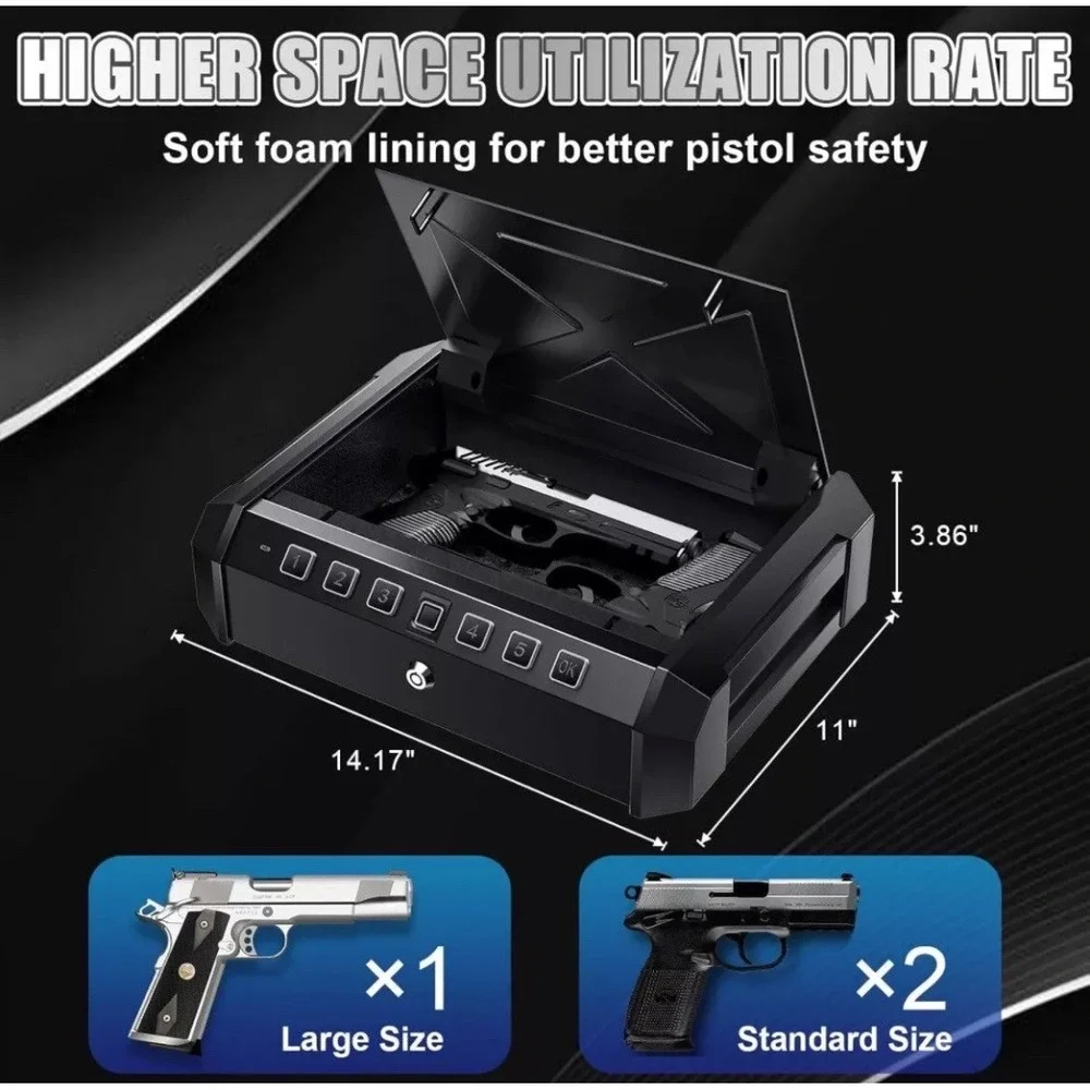 GODDRUM✨Biometric Handgun Safe✨Matte Black✨BRAND‎ NEW!